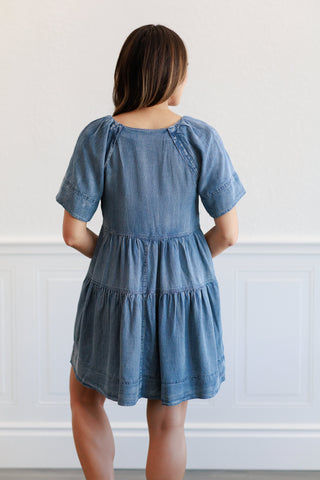 Washed Chambray Mini Dress