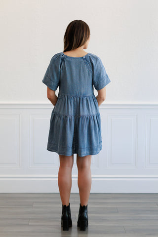 Washed Chambray Mini Dress