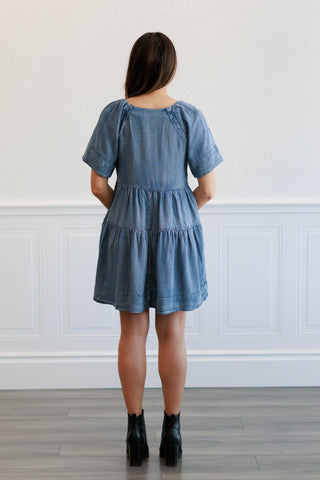 Washed Chambray Mini Dress