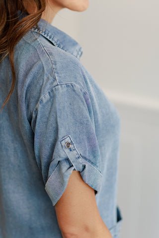 Short Sleeve Henley Shorts Romper
