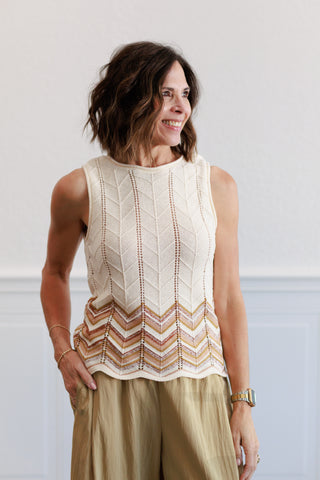 Chevron Patterned Top in Mocha