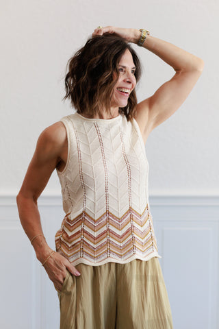 Chevron Patterned Top in Mocha