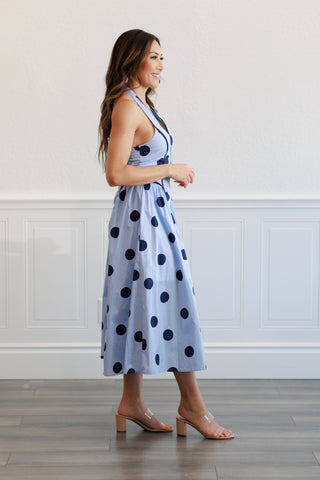Polka Dot Halter Midi Dress
