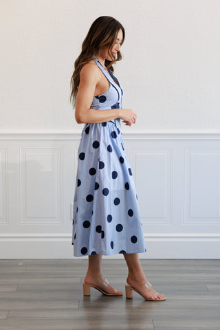 Polka Dot Halter Midi Dress