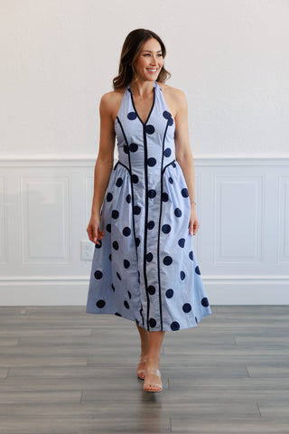 Polka Dot Halter Midi Dress Large Polka Dot Halter Midi Dress Large