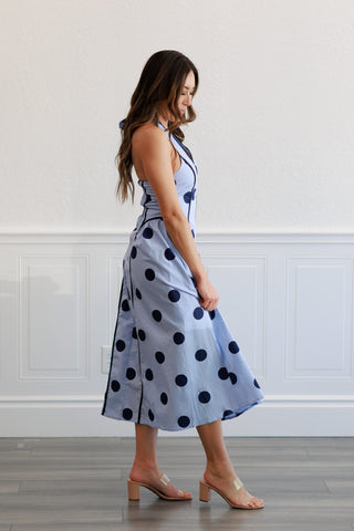 Polka Dot Halter Midi Dress