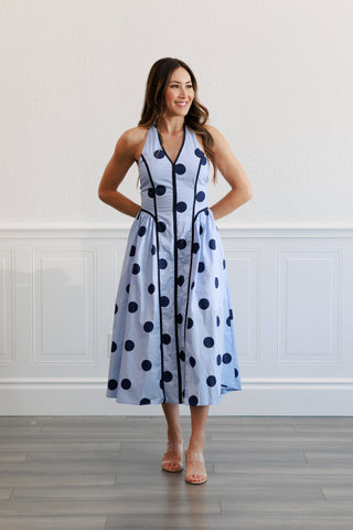 Polka Dot Halter Midi Dress