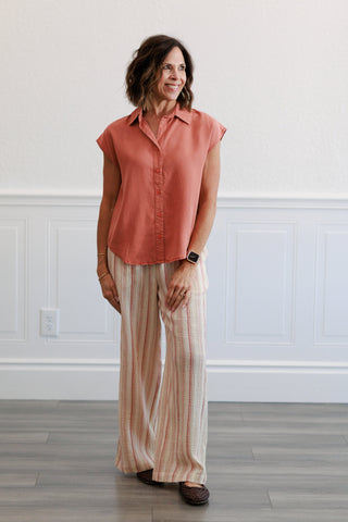 Classic Tencel Button Up Shirt in Rust