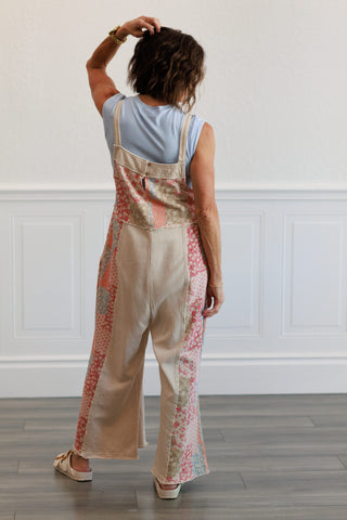Patchwork Print Jumpsuit in Ecru