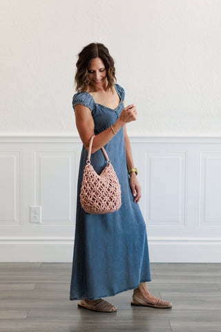 Tencel Princess Neckline Midi Dress