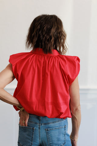 Bubble Hem Top in Red