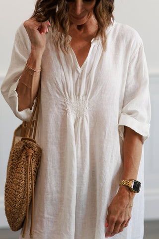 Long Linen Tunic in White