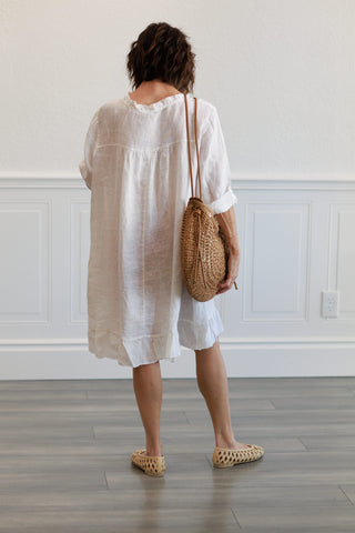 Long Linen Tunic in White
