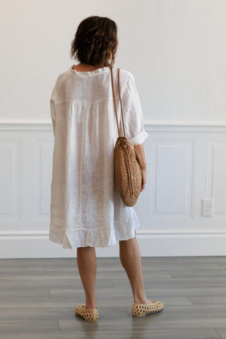 Long Linen Tunic in White