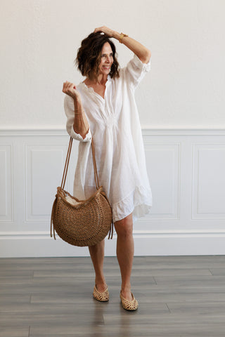 Long Linen Tunic in White