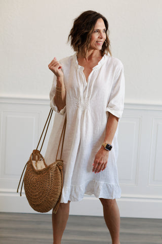 Long Linen Tunic in White