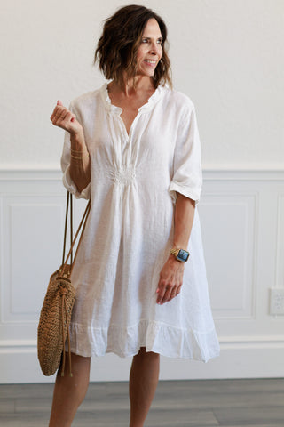 Long Linen Tunic in White