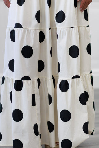 Monroe Tiered Polka Dot Maxi Skirt