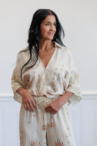 Floral Half Sleeve Top & Pants Set