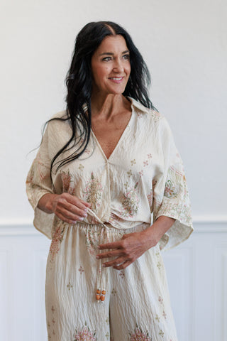 Floral Half Sleeve Top & Pants Set