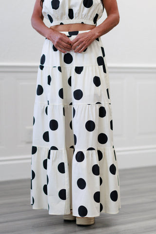 Monroe Tiered Polka Dot Maxi Skirt