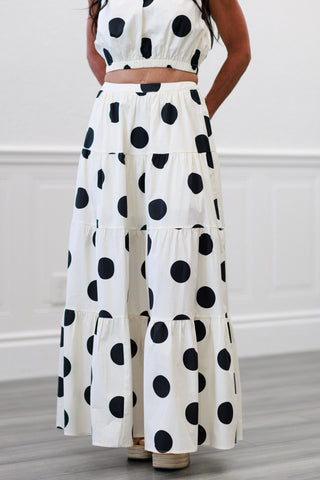 Monroe Tiered Polka Dot Maxi Skirt