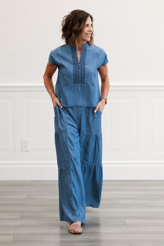 Chambray Boxy Crop Top