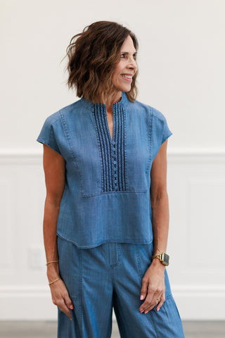 Chambray Boxy Crop Top