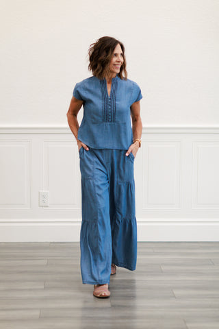 Chambray Boxy Crop Top