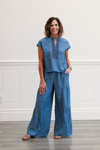 Chambray Boxy Crop Top