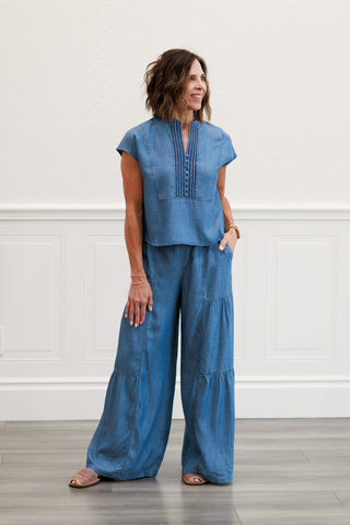 Chambray Boxy Crop Top