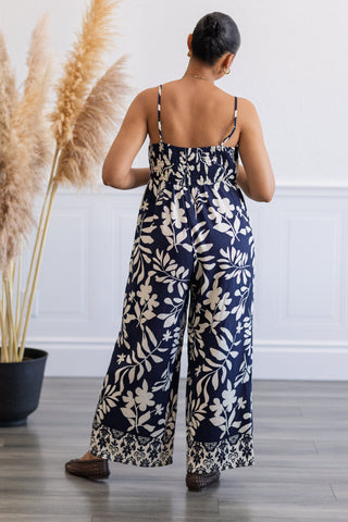 Floral Print Wide Leg Tank Jumpsuit