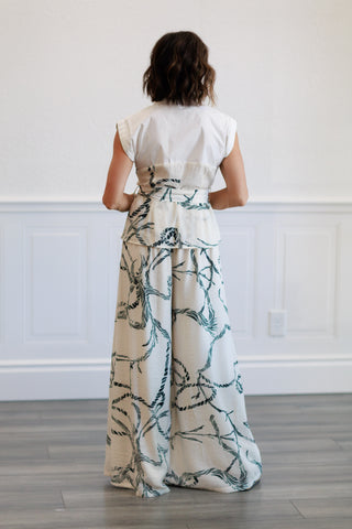Printed Belted Top & Pants Set