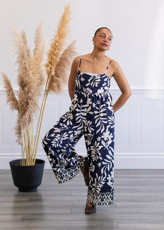 Floral Print Wide Leg Tank Jumpsuit