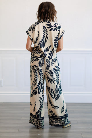 Floral Print V-neck Top & Pants Set
