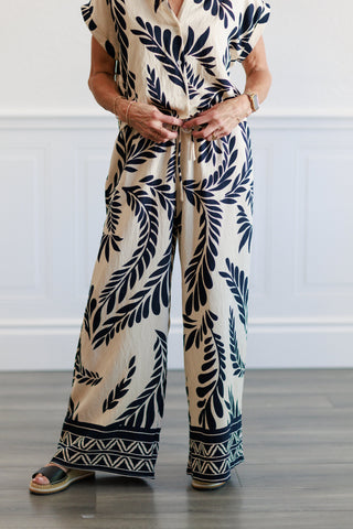 Floral Print V-neck Top & Pants Set