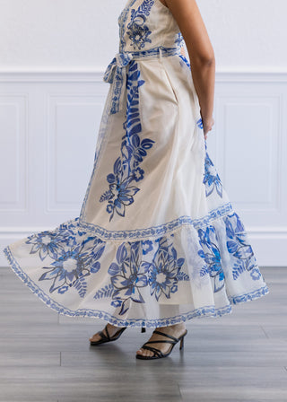 Blue Odyssey Halter Maxi Dress