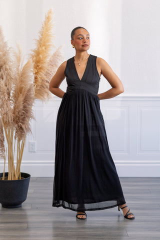 Sheer Racerback Full Length Dress