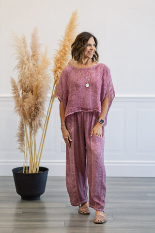 Linen Balloon Pants in Grape