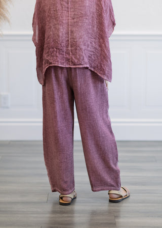 Linen Balloon Pants in Grape