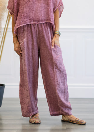 Linen Balloon Pants in Grape