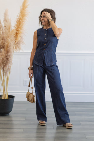 High Waist Front Seam Jeans