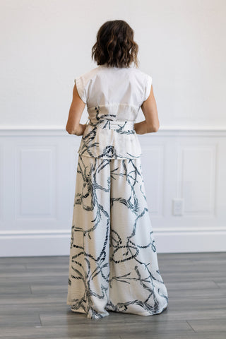 Printed Belted Top & Pants Set