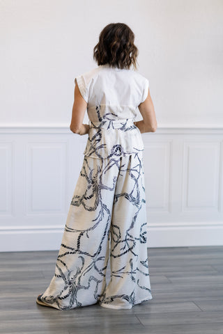 Printed Belted Top & Pants Set