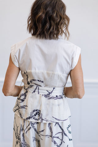 Printed Belted Top & Pants Set