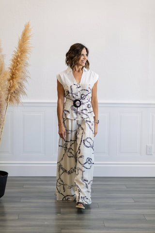 Printed Belted Top & Pants Set