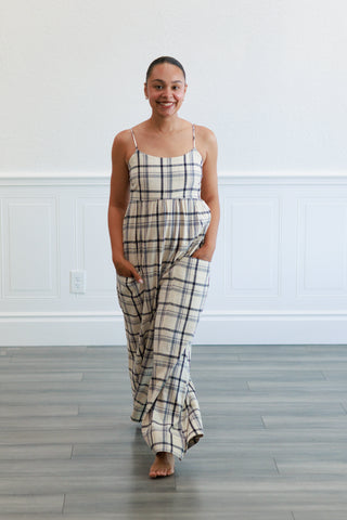 Checker Smocked Back Cami Jumpsuit