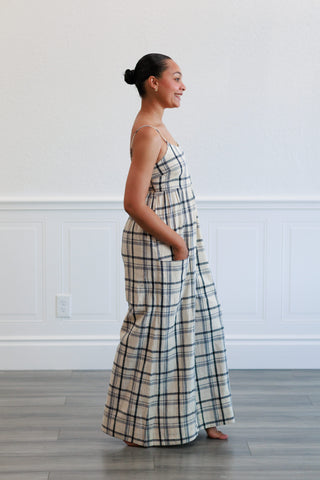 Checker Smocked Back Cami Jumpsuit