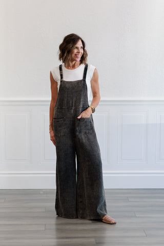 Cotton Gauze Jumpsuit in Ash Black