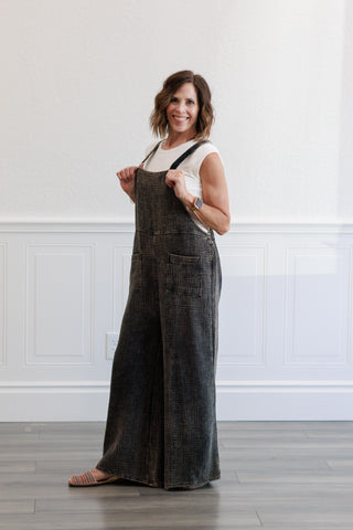 Cotton Gauze Jumpsuit in Ash Black